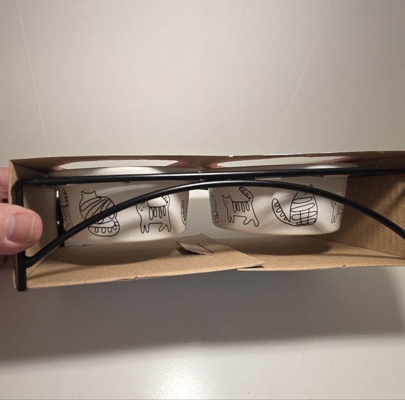 Ceramic Pet Bowl 3-Piece Set for Cats & Metal Stand New - Picture 2 of 6